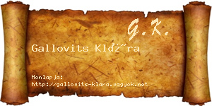 Gallovits Klára névjegykártya